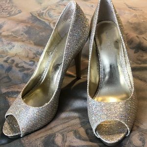 Sparkly open toed heels
